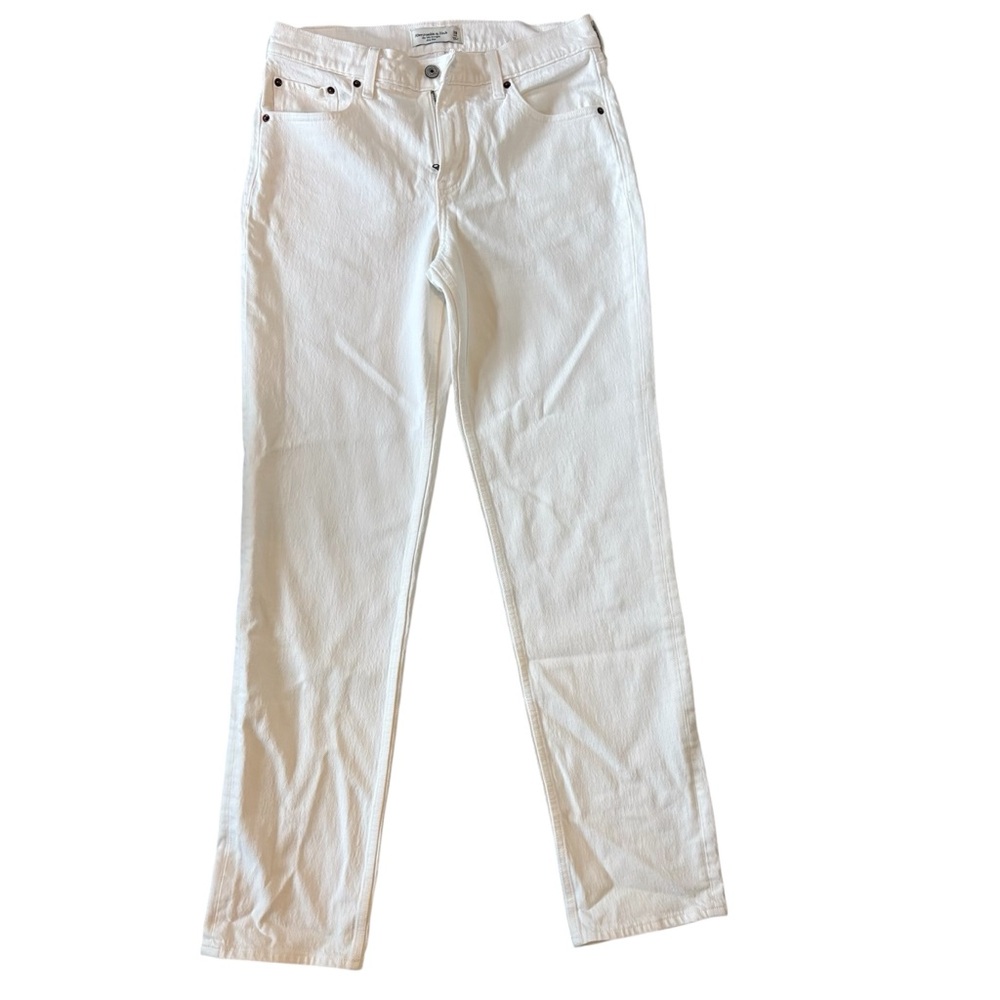 Abercrombie & Fitch 90s Straight Leg Mid Rise Women's White Jeans NEW 28L
